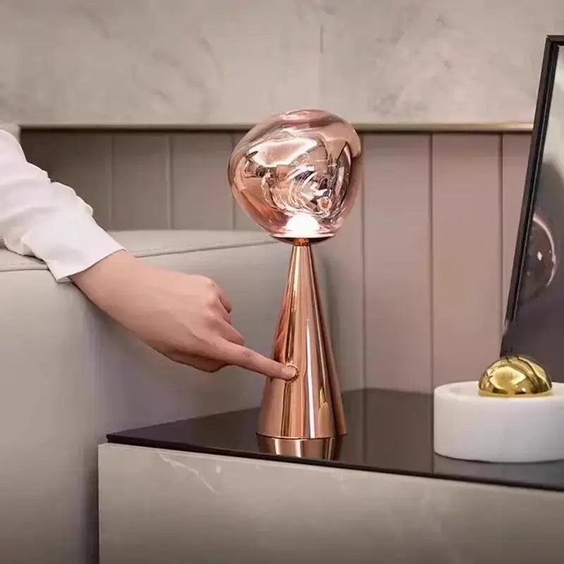 Lámpara de mesa de diseño lava bola de vidrio recargable