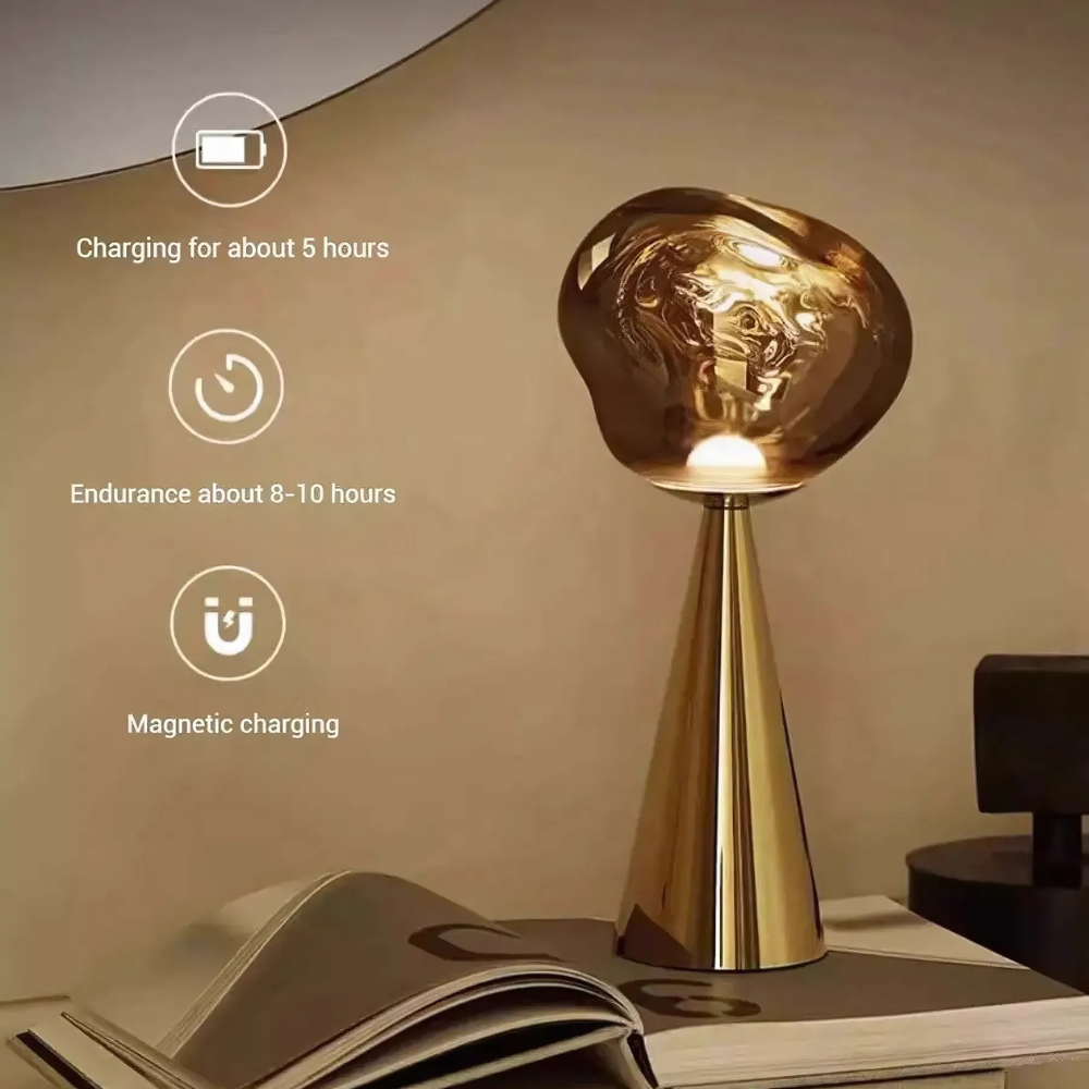 Lámpara de mesa de diseño lava bola de vidrio recargable