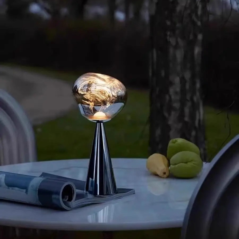 Lámpara de mesa de diseño lava bola de vidrio recargable