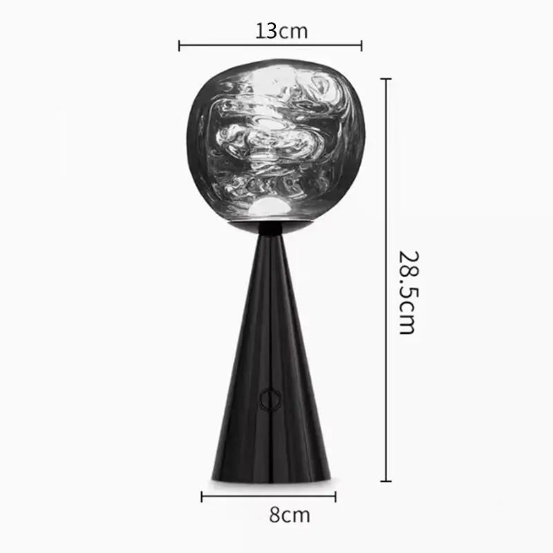 Candeeiro de mesa design lava bola de vidro recarregável