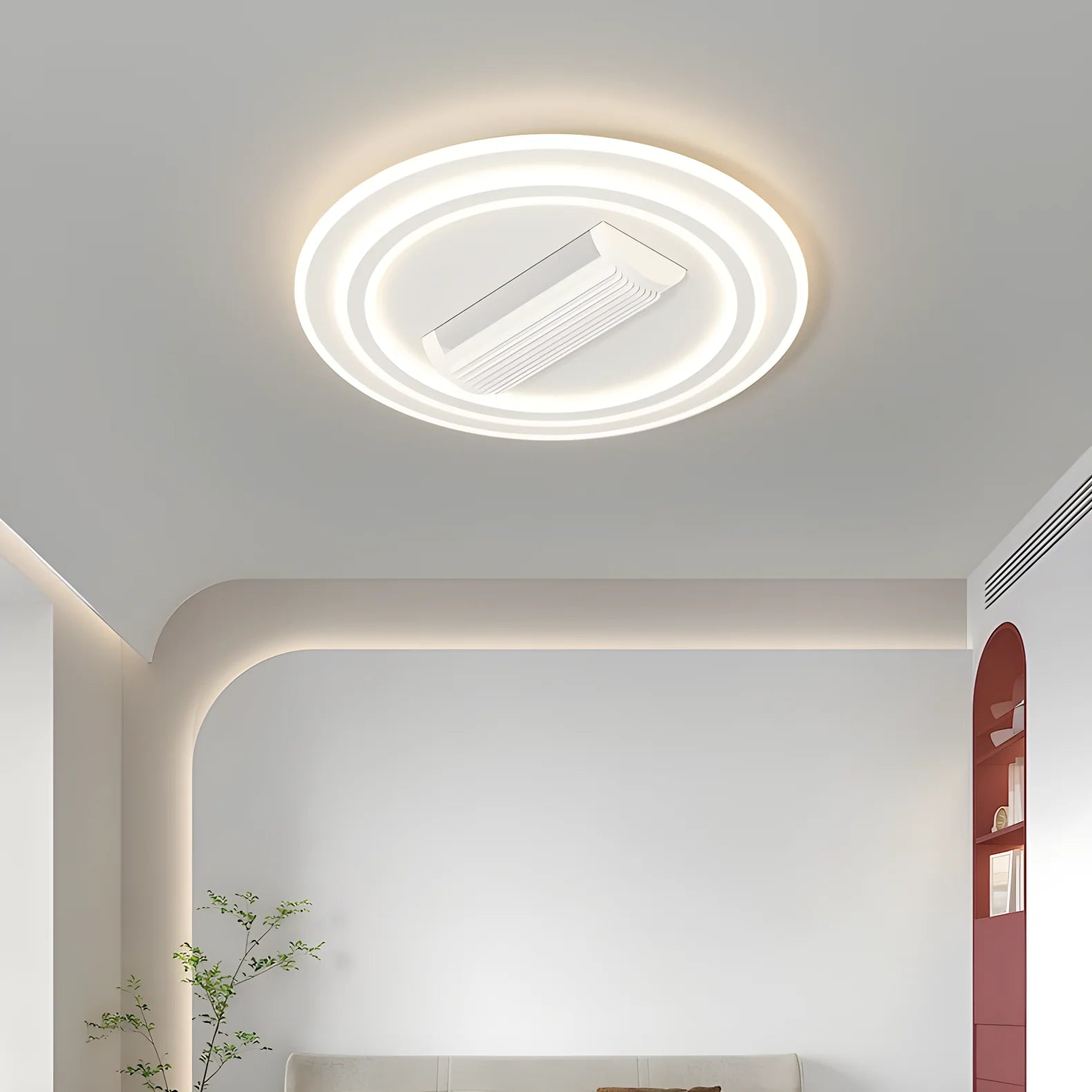 Candeeiro de teto de design com ventoinha invisível e iluminação LED