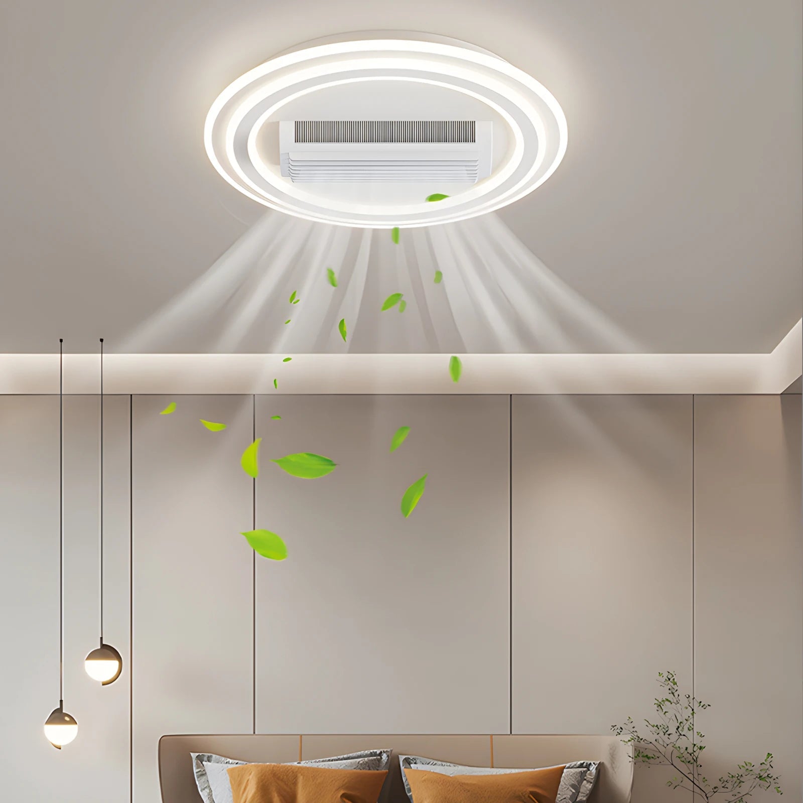 Candeeiro de teto de design com ventoinha invisível e iluminação LED