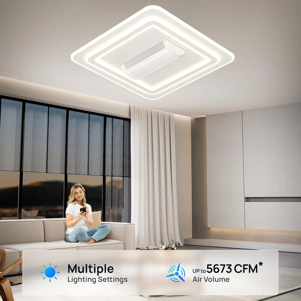 Lámpara de techo de diseño con ventilador invisible y luz LED