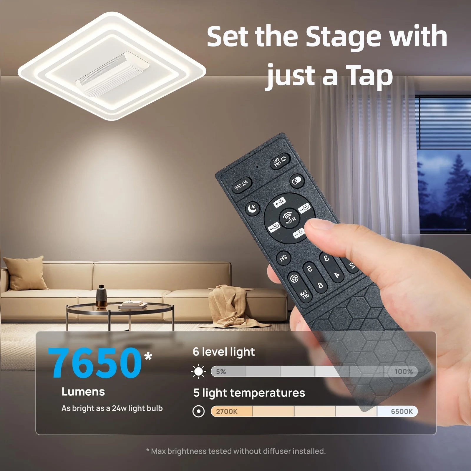 Candeeiro de teto de design com ventoinha invisível e iluminação LED