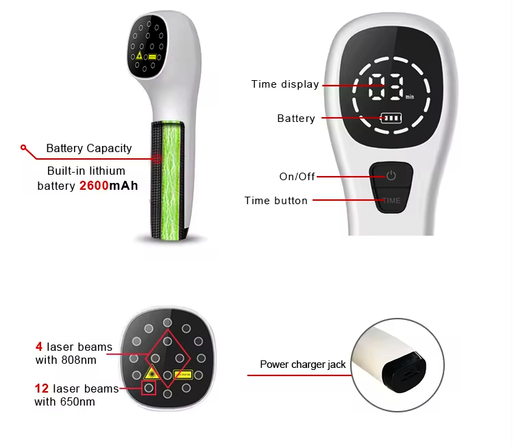 Vylepšené zařízení pro terapii červeným světlem s chlazeným laserem