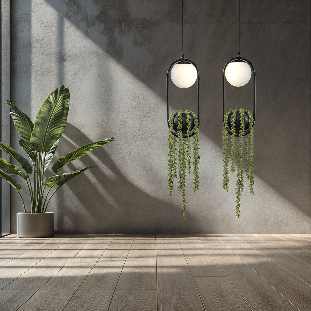 Verdant Glow Planter Pendant Light For Wall Display And Plants