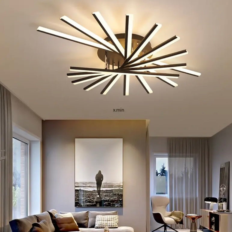 Nyra Chandelier | Black and Gold Finish with Remote Control