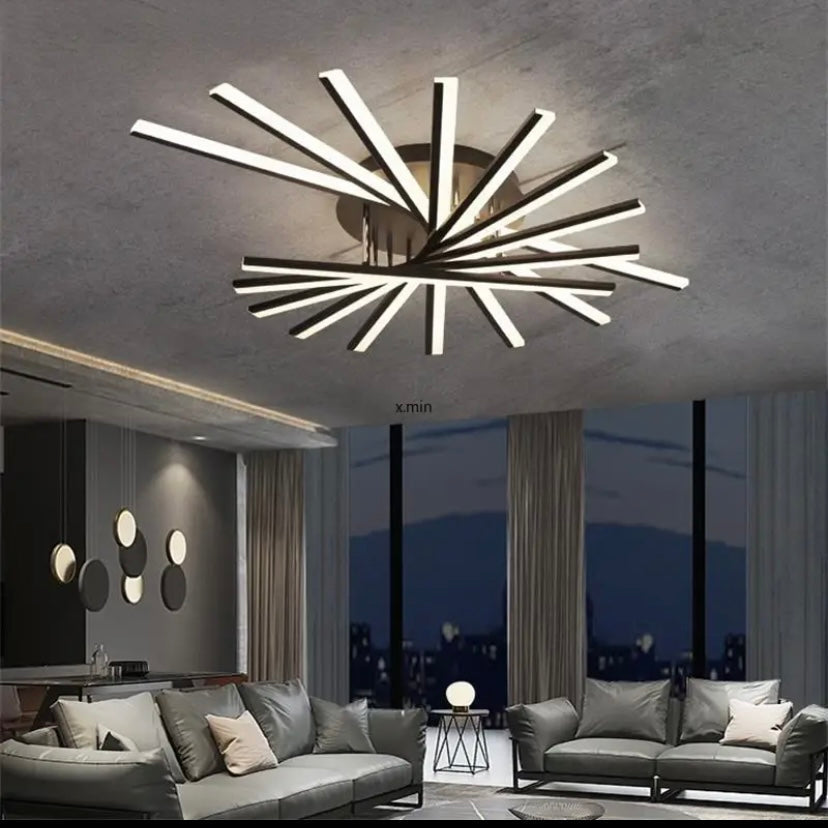 Nyra Chandelier | Black and Gold Finish with Remote Control