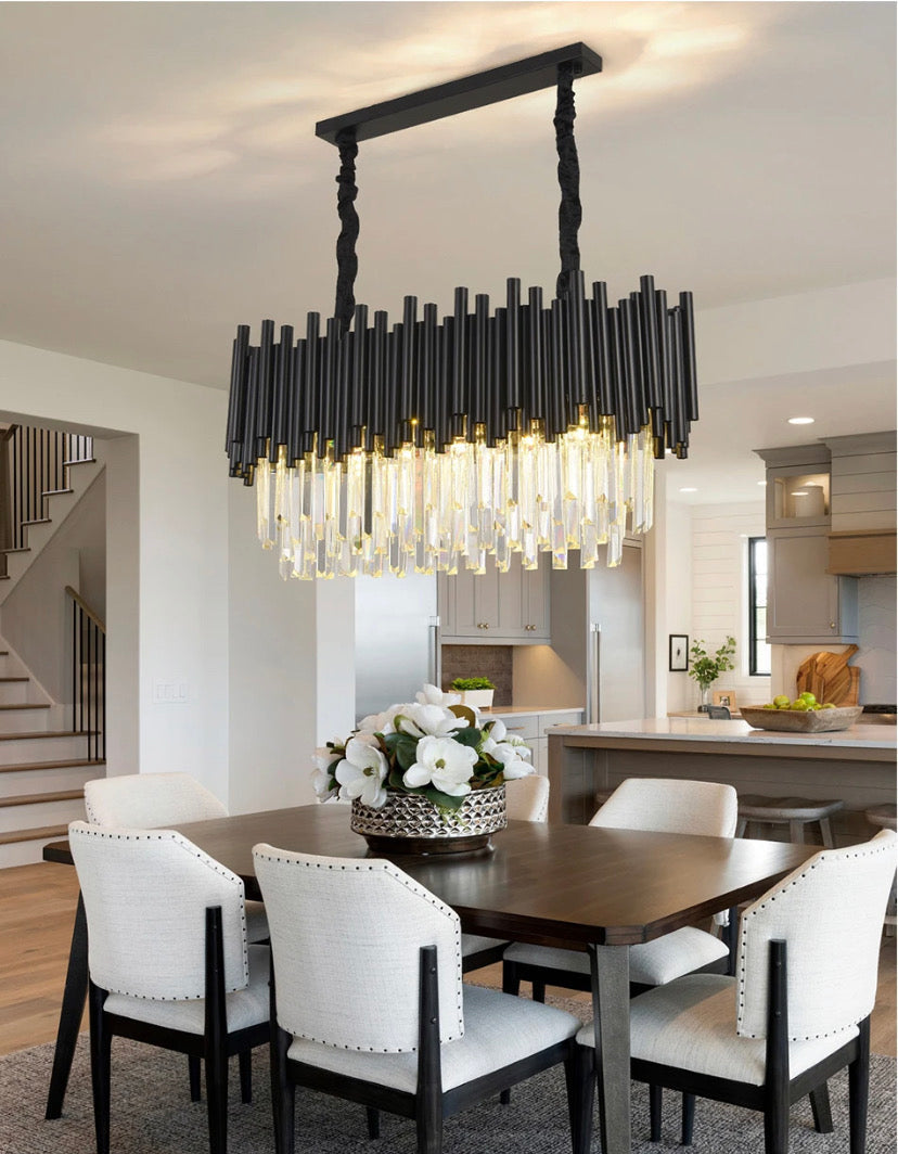 LustreNova Crystal Chandelier Collection in Matte Black Finish