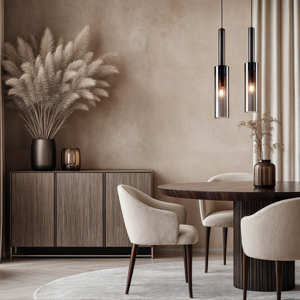 Helion Crystal Glass Nordic Pendant Lights With Copper Accents