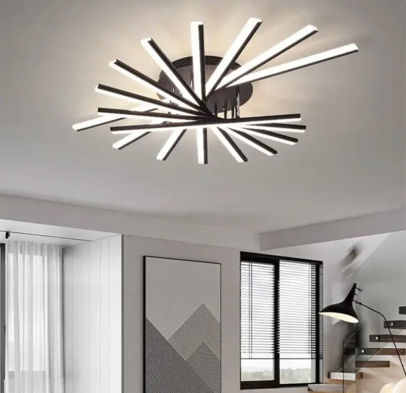 Nyra Chandelier | Black and Gold Finish with Remote Control