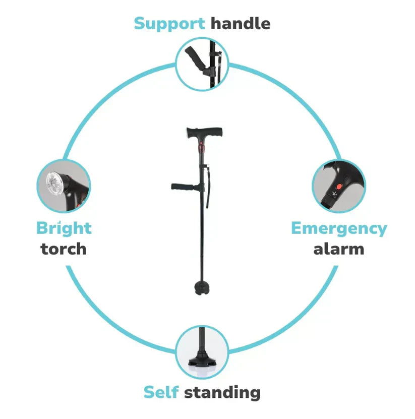 Adjustable Folding Cane with LED Light – Walk with Confidence & Safety