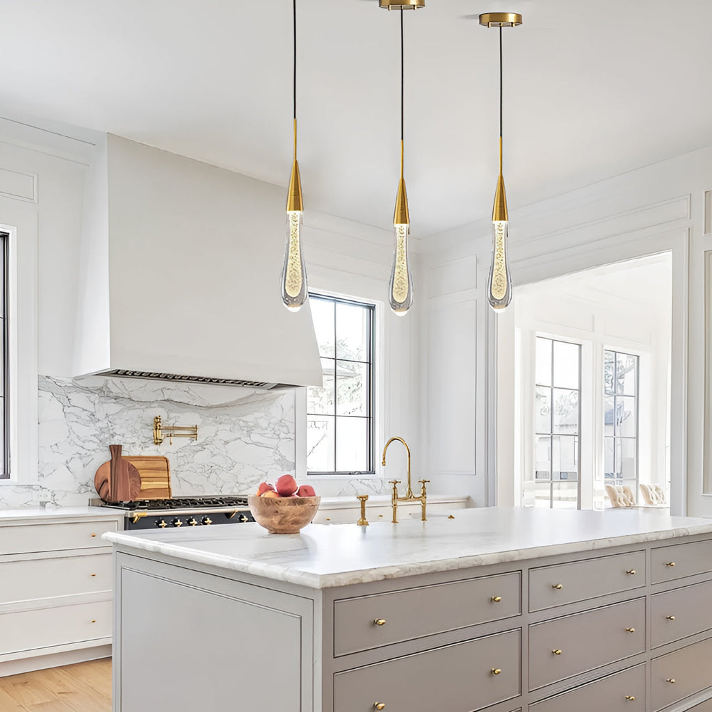 Aurora Golden Droplet Crystal Pendant Lights for Homes and Offices