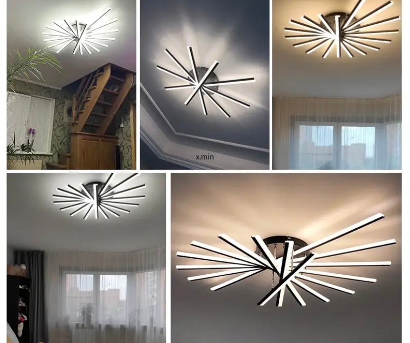 Nyra Chandelier | Black and Gold Finish with Remote Control