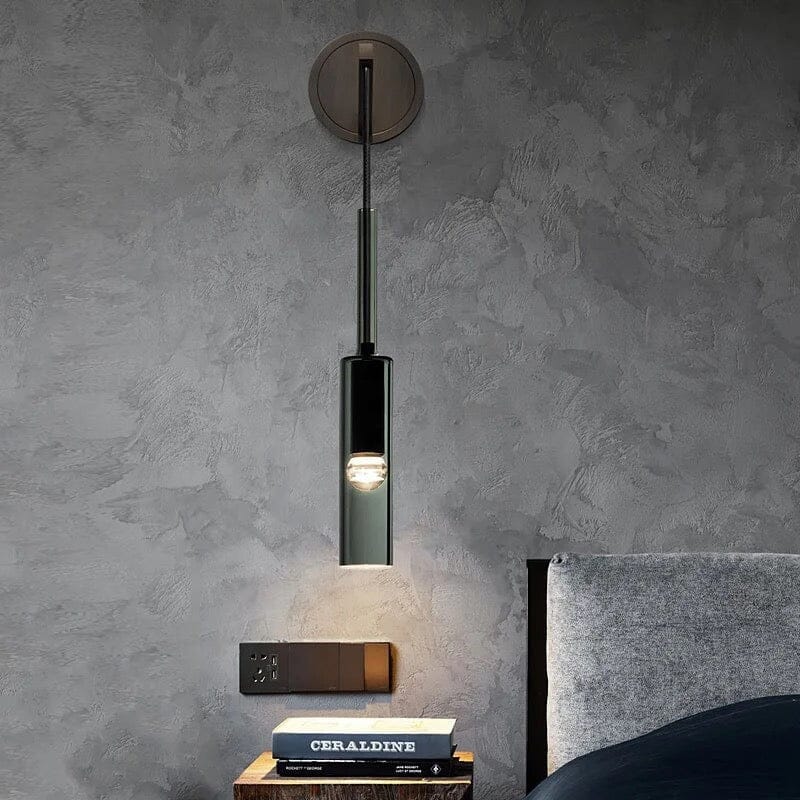 Asterra | Smoky Gray Glass Bottle Wall Lamp in Smoked Black
