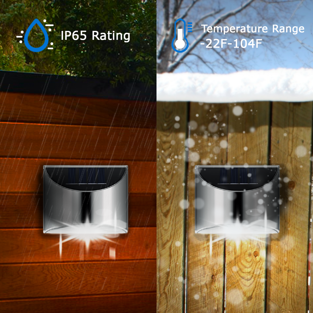 Solara Rustfritt Stål Solcelle LED Vegglampe Vanntett