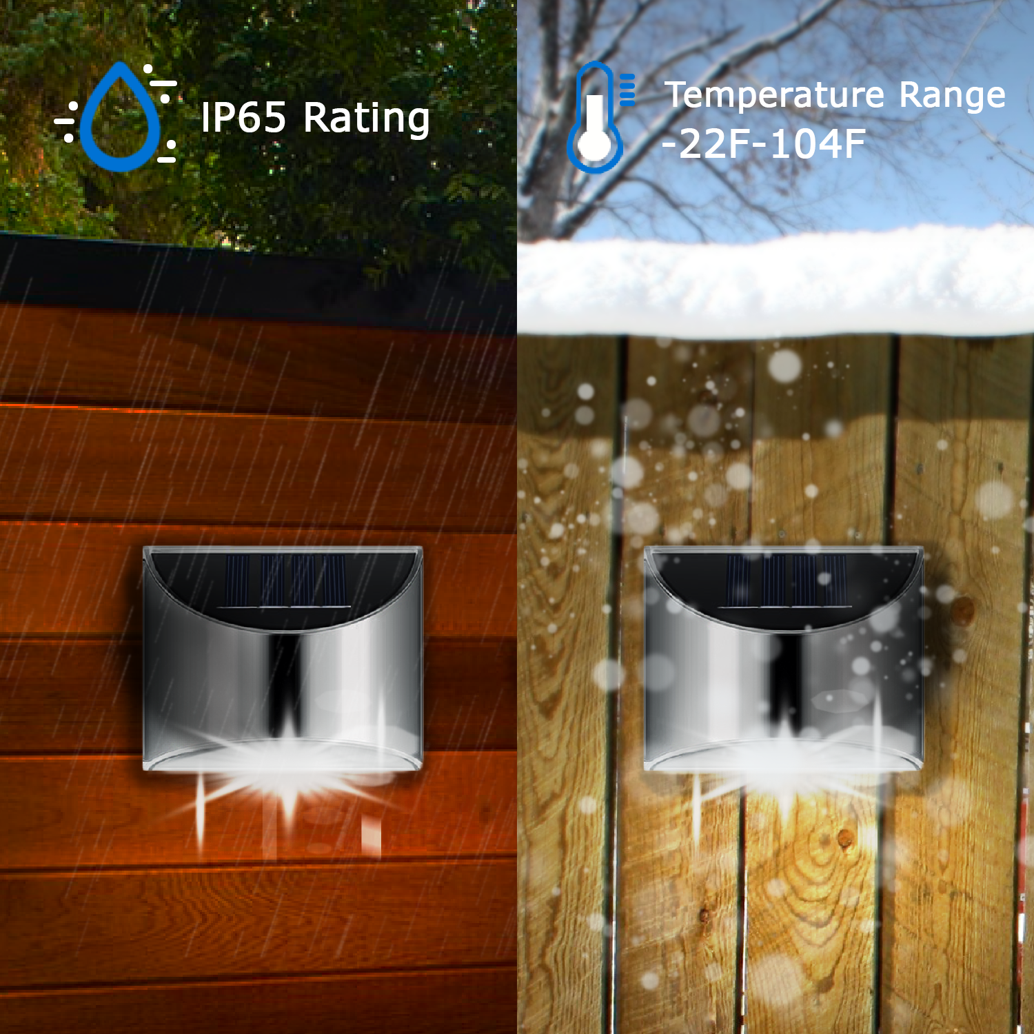 Solara Rustfritt Stål Solcelle LED Vegglampe Vanntett