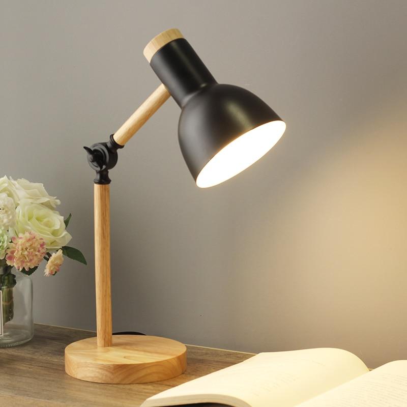 Aurelia Desk Lamp with Adjustable Wooden Base and Vibrant Metal Shade