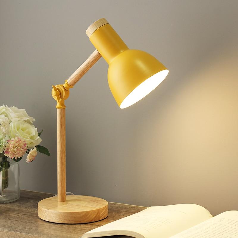 Aurelia Desk Lamp with Adjustable Wooden Base and Vibrant Metal Shade
