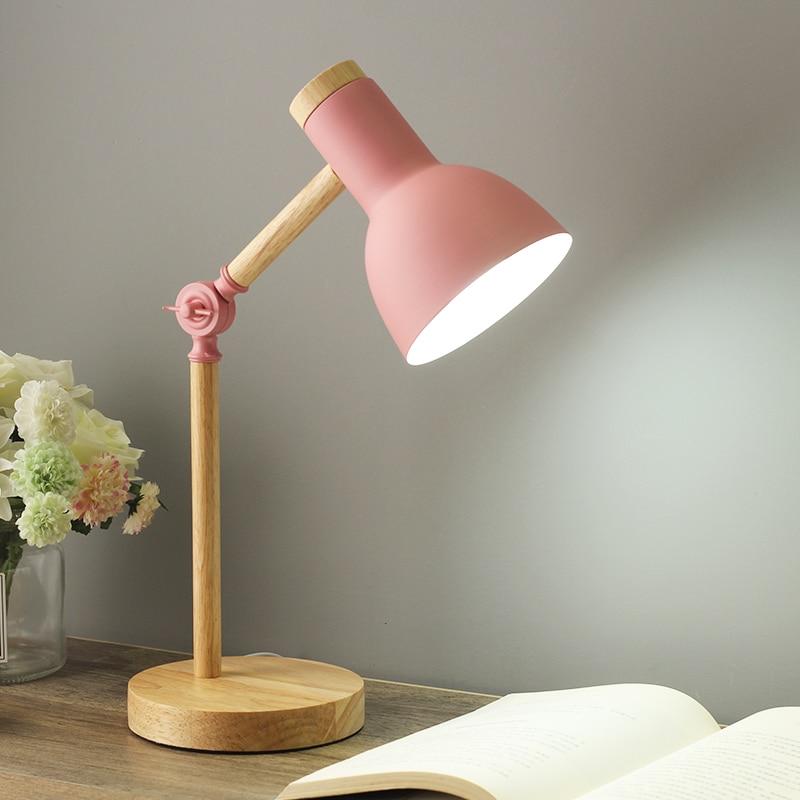 Aurelia Desk Lamp with Adjustable Wooden Base and Vibrant Metal Shade