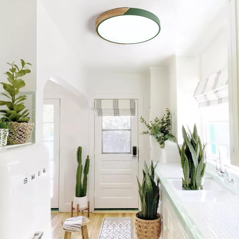 客厅吸顶灯 | 带木质细节的可调光LED灯