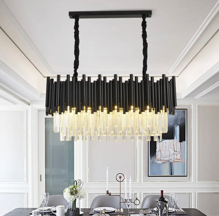 LustreNova Crystal Chandelier Collection in Matte Black Finish