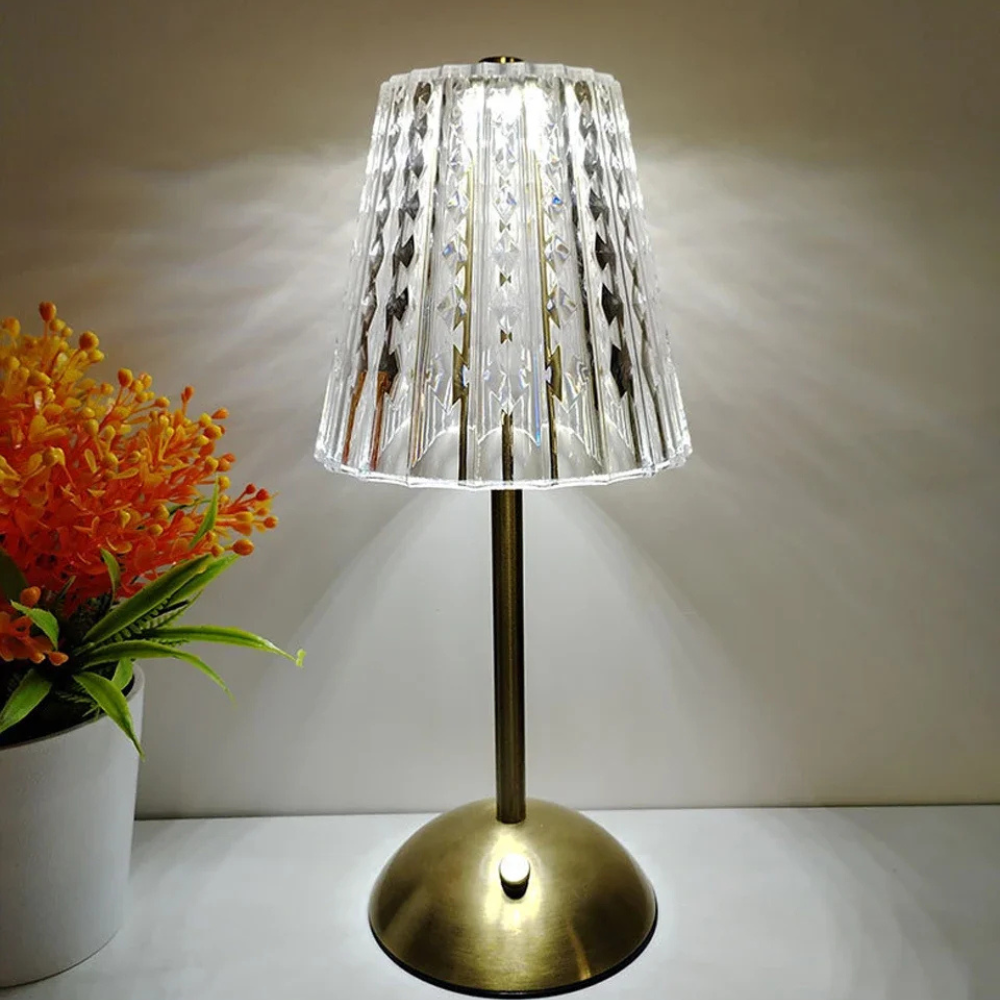 Candeeiro de mesa recarregável dourado