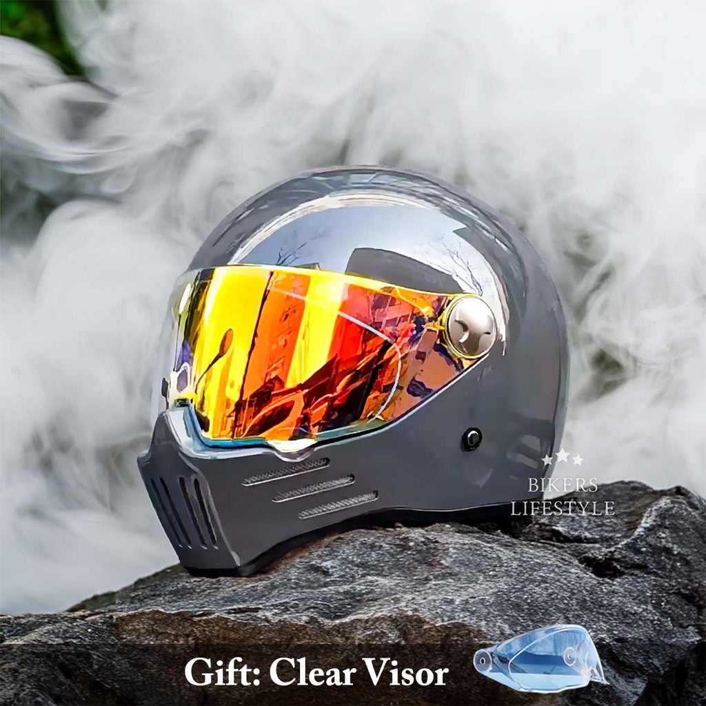 Přilba na motocykl typu Full Face Cruiser | Červený štít - schváleno DOT a ECE