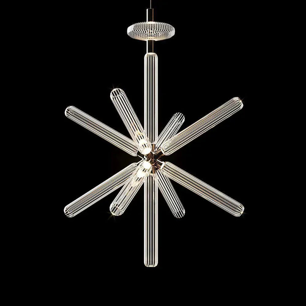 Astraelle Tubular Pendant Light With Hand Blown Crystal Cylinders