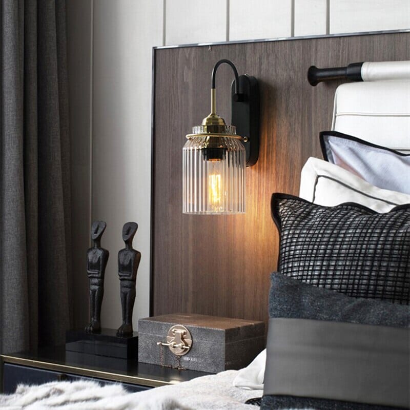Arden Glass Wall Lamp In Nordic Style With Metal Frame And Aluminum Finish