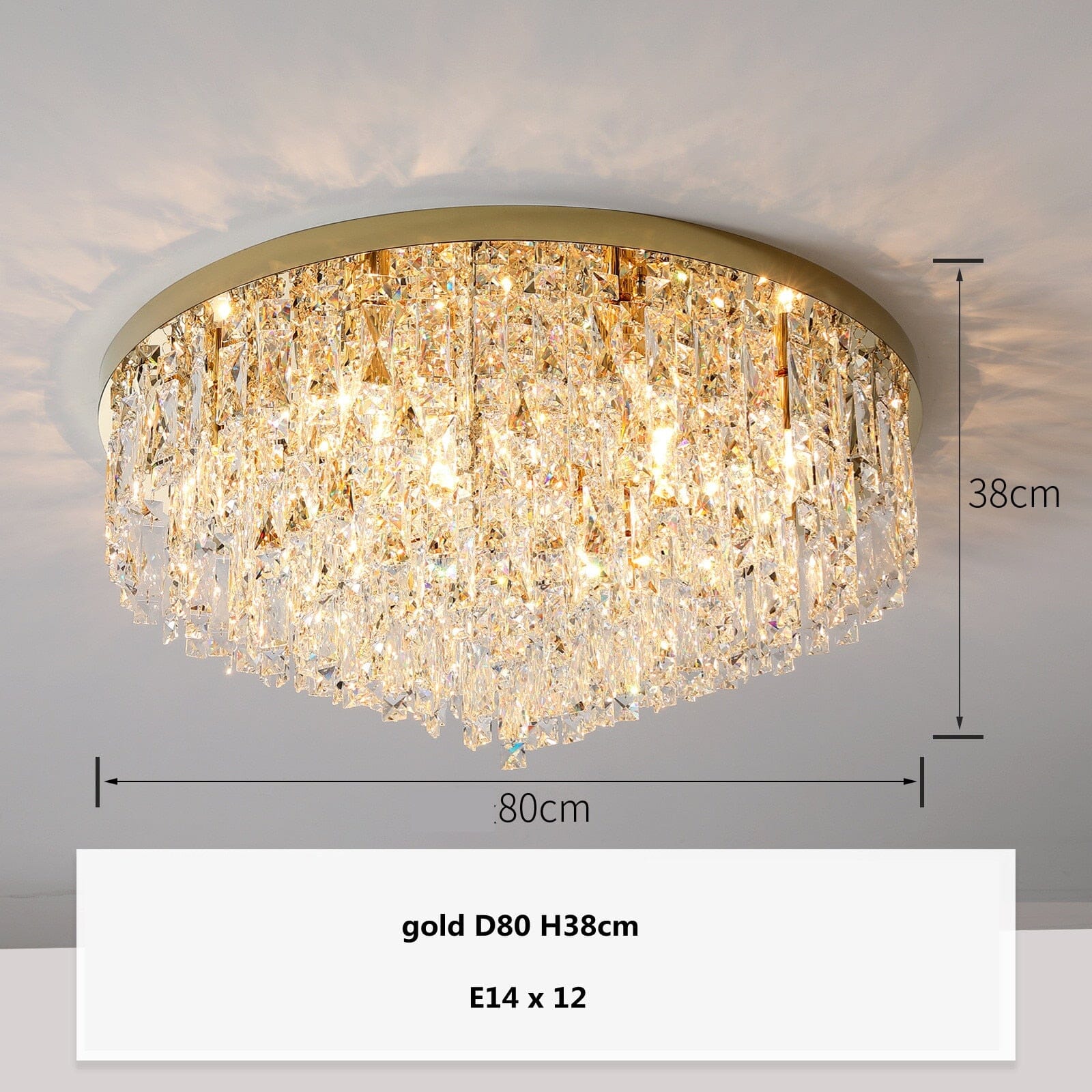 Lyra Crystal Surface Mount Lamp With Diamond Facets And Soft Glow