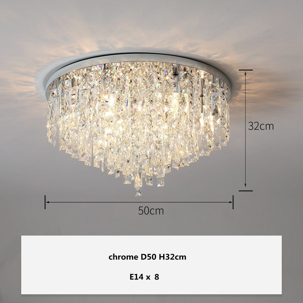 Lyra Crystal Surface Mount Lamp With Diamond Facets And Soft Glow