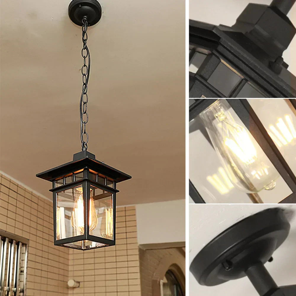 Lunara | Vintage Outdoor Hanging Glass Pendant Lamp For Porches