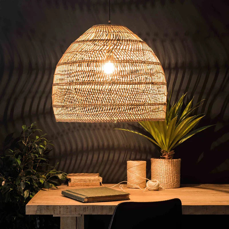 Aurelia Rattan Pendant Light Handwoven Lightweight Eco Friendly Ceiling Fixture