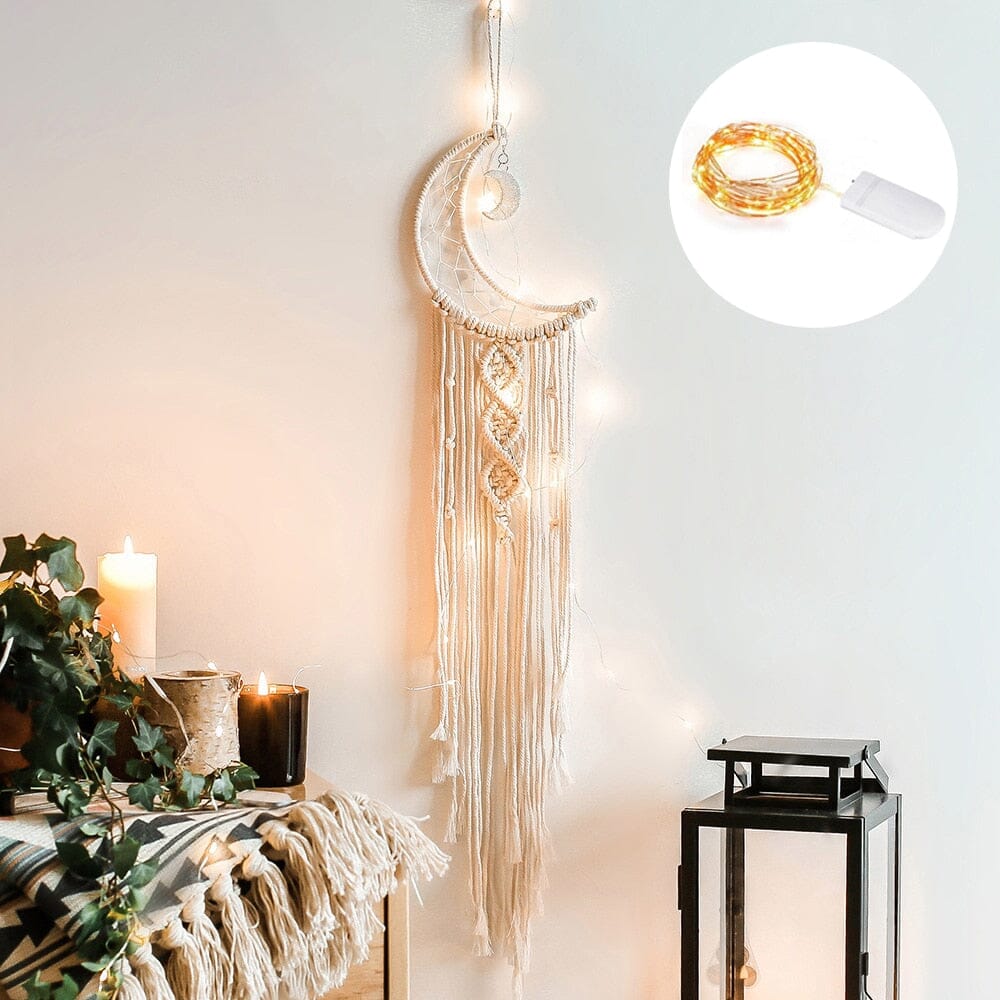 Lunara Boho Macrame Dream Catcher With Soft LED Lights
