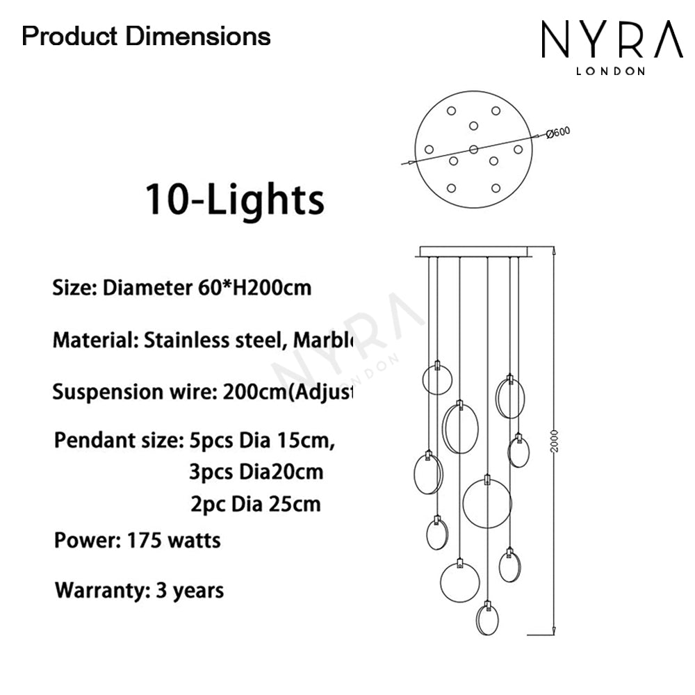 Liora Marble Crystal LED Pendant Lights For Warm Ambience