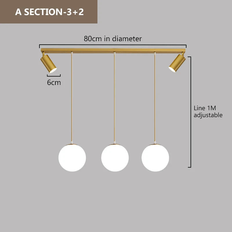 Lyra Three-Head Pendant Light With Glass And Metal