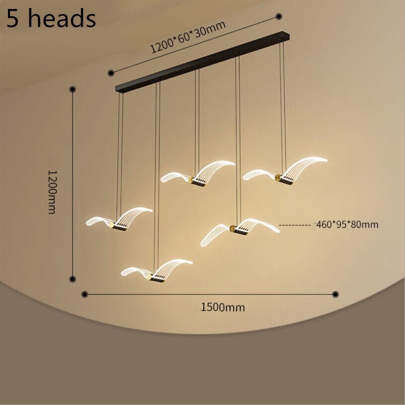 Lyrena Copperbird Dining Pendant Light With Modern Bird Silhouette And LED