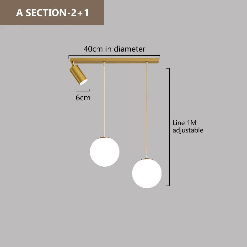 Lyra Three-Head Pendant Light With Glass And Metal