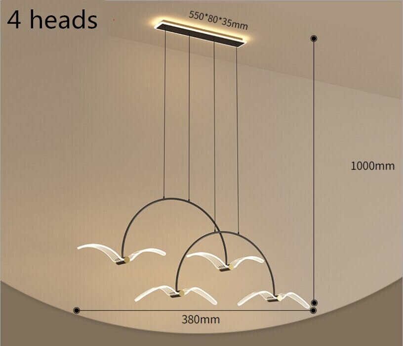 Lyrena Copperbird Dining Pendant Light With Modern Bird Silhouette And LED