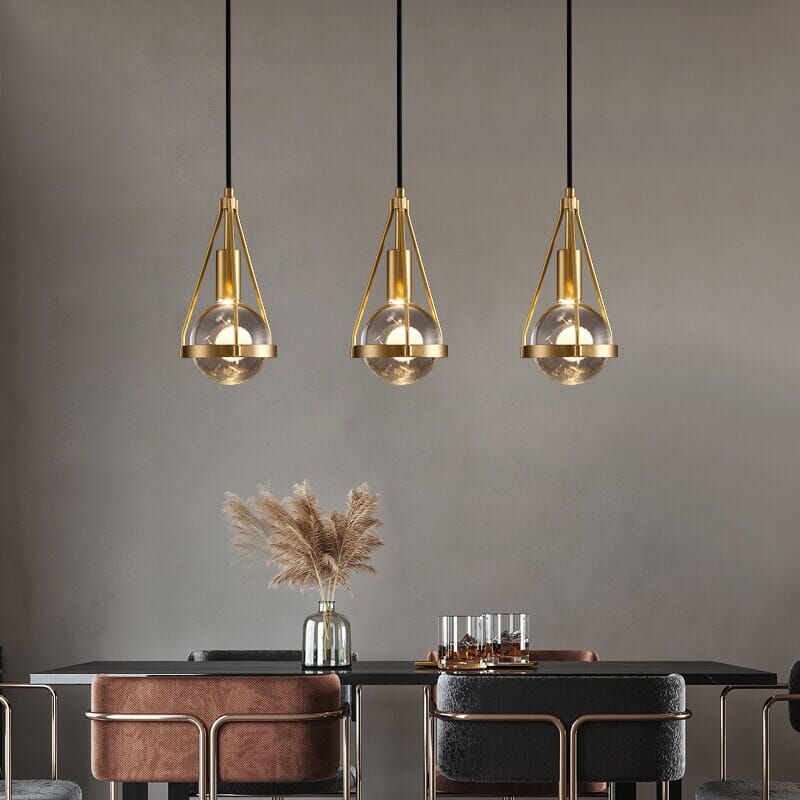 Elara Nordic Gold Pendant Lights With Dandelion Center Glow