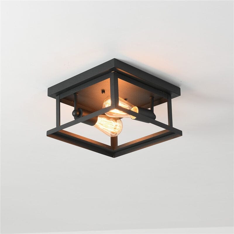 Nexa Retro Square Ceiling Lamp In Black Wrought Iron