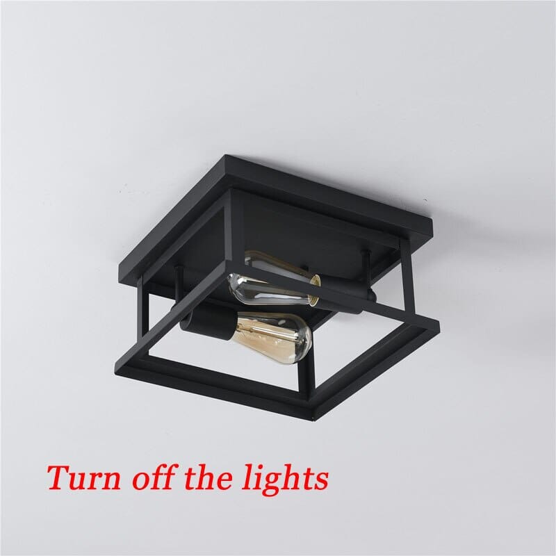 Nexa Retro Square Ceiling Lamp In Black Wrought Iron