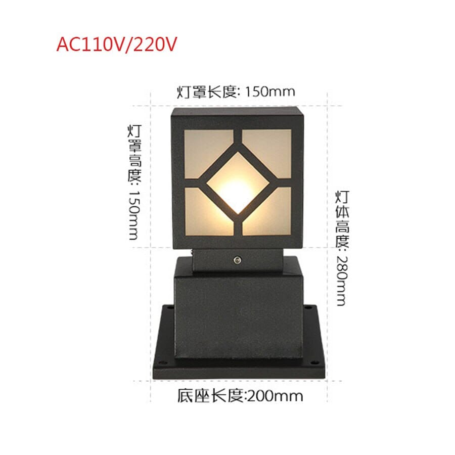 NovaHaven Square Courtyard Lamp for Patios and Walkways