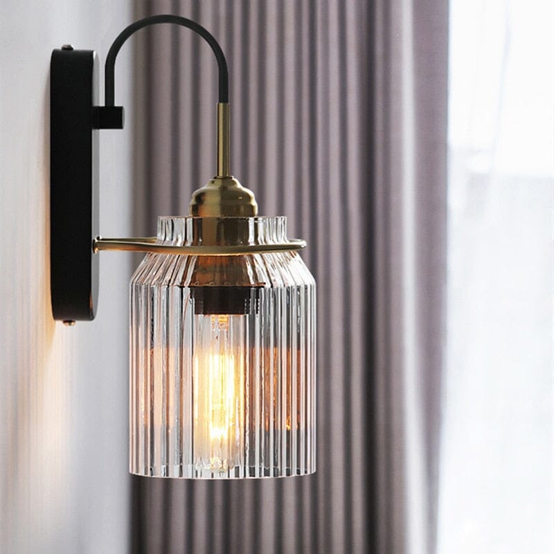 Arden Glass Wall Lamp In Nordic Style With Metal Frame And Aluminum Finish