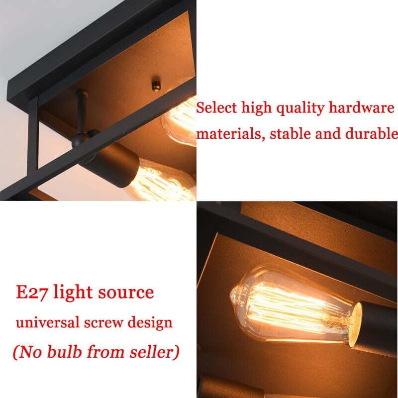 Nexa Retro Square Ceiling Lamp In Black Wrought Iron