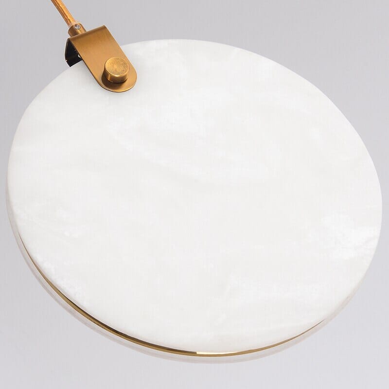 Aurea Marble Pendant Light With Round White Resin Shade And Gold Details