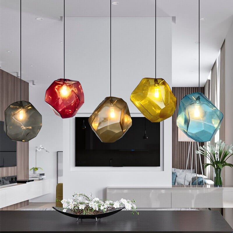 Vellora Aurora Stained Glass Chandeliers With Colorful Glass Panels In Black