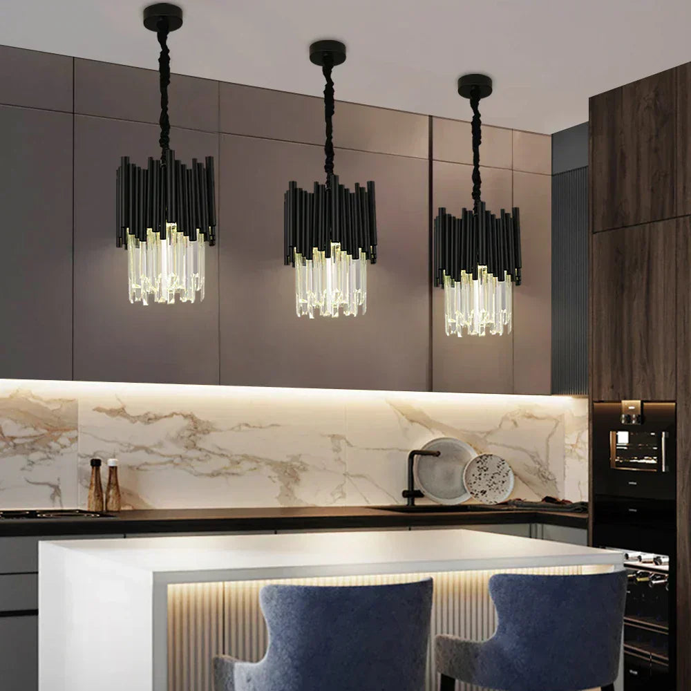 Aurelia Black Crystal Pendant Light in Durable Aluminum