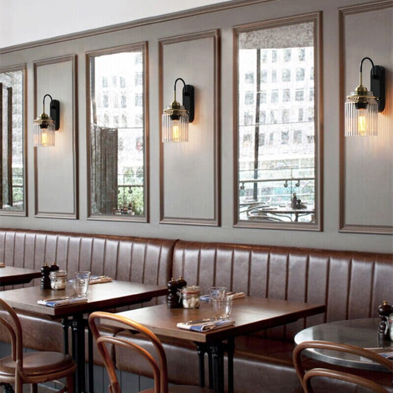 Arden Glass Wall Lamp In Nordic Style With Metal Frame And Aluminum Finish